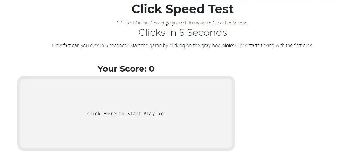 Click Speed Test Game