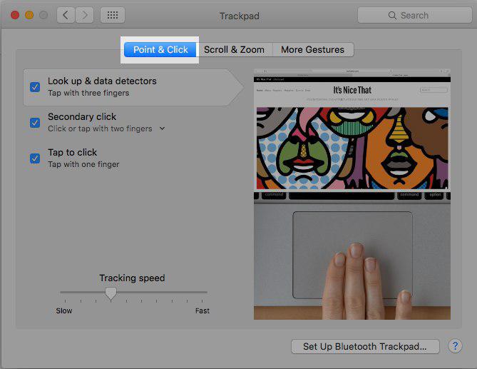 click on trackpad